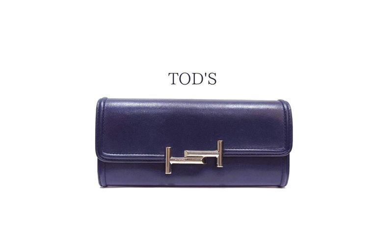 2025.9.15 トッズ メタルロゴ ダブルT 長財布 カーフレザー ネイビー