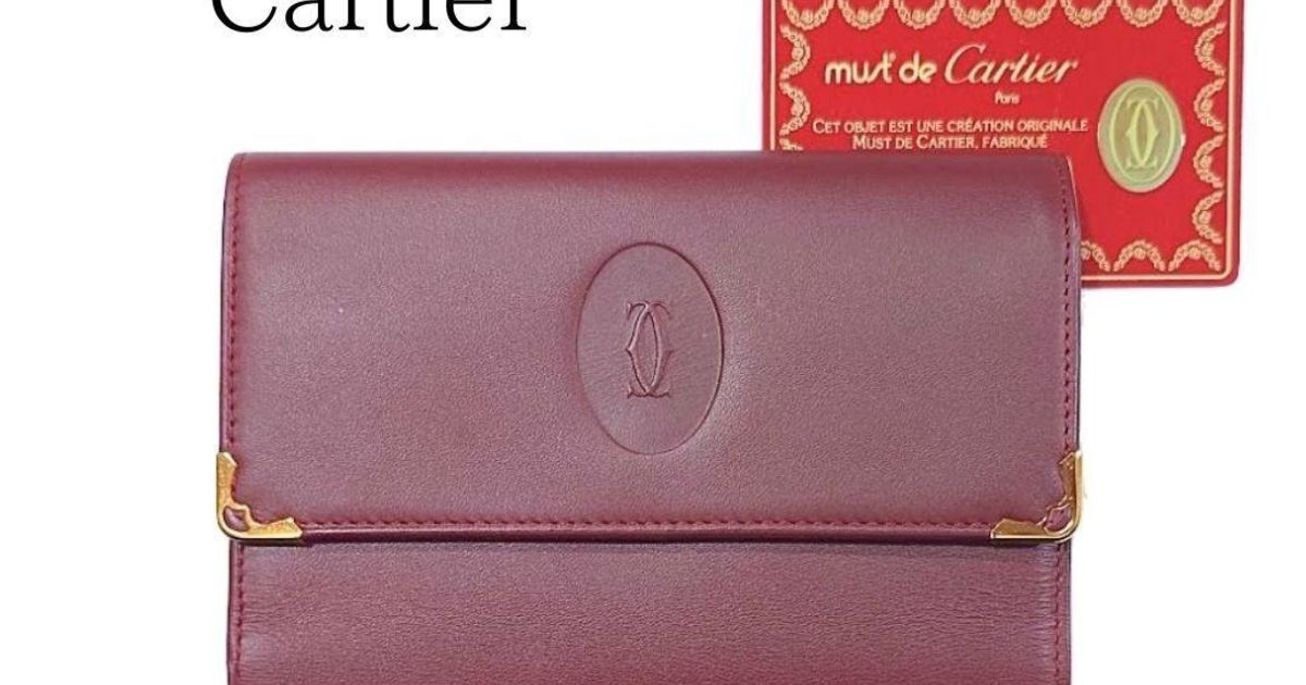 【美品】カルティエ マストライン 三つ折り財布 レザー がま口 ボルドー l2794.jpg