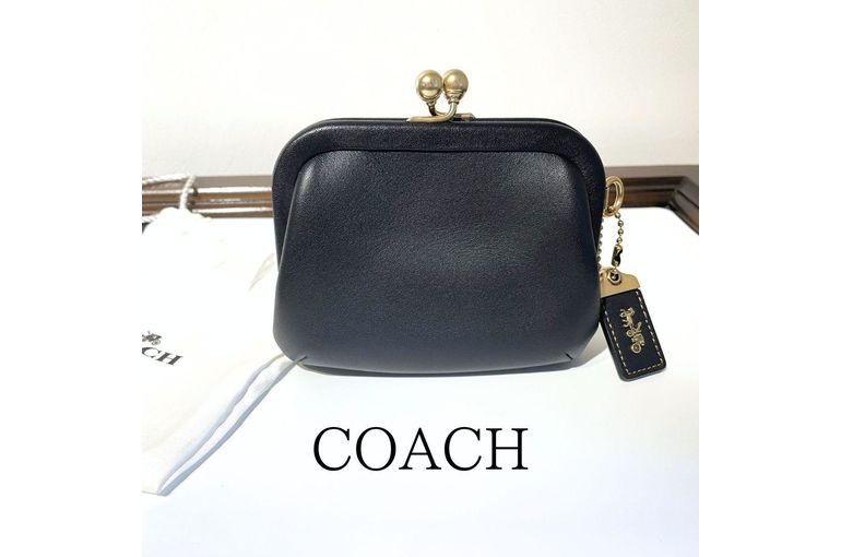 COACH 　がま口　黒 楽天市場】【財布】COACH コーチ シグネチャー がま口 2つ折長